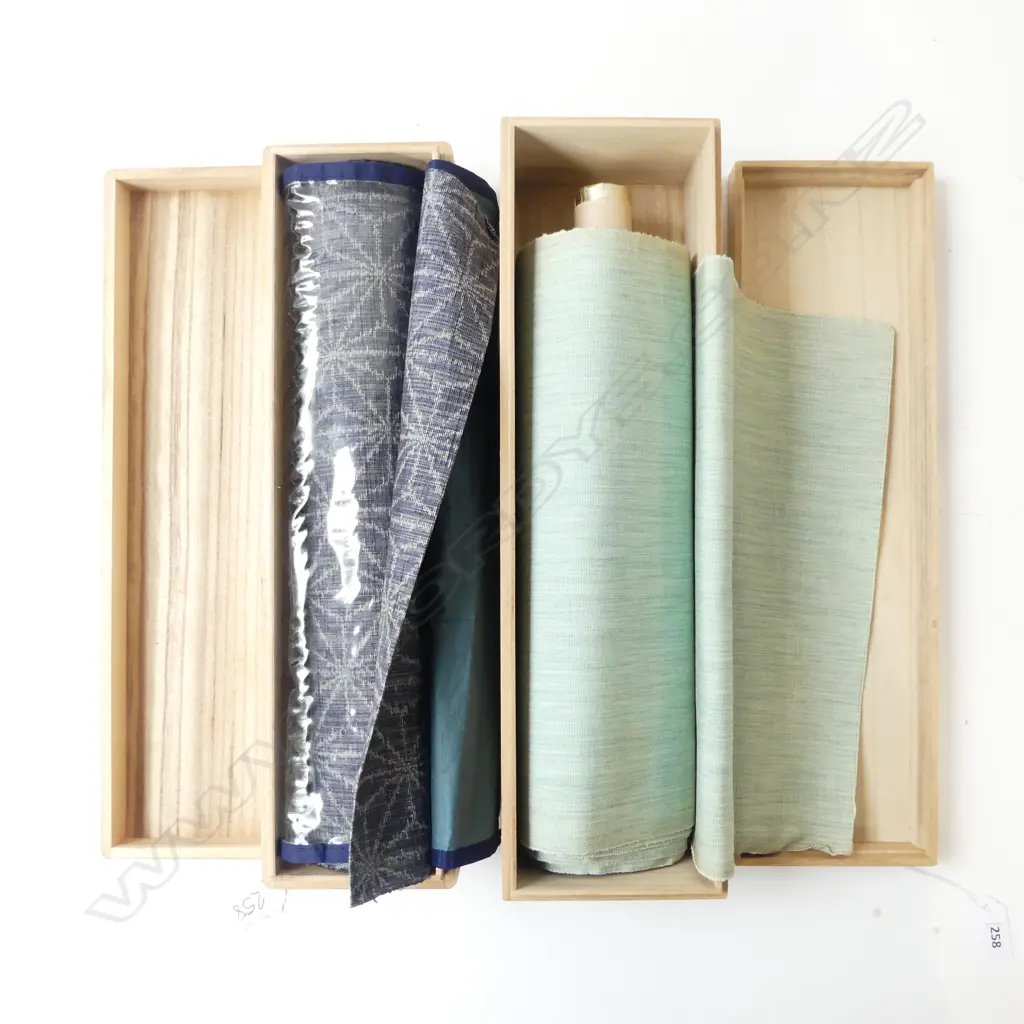2 VINTAGE JAPANESE PAULOWNIA BOXED FABRIC BOLTS Image 1++
