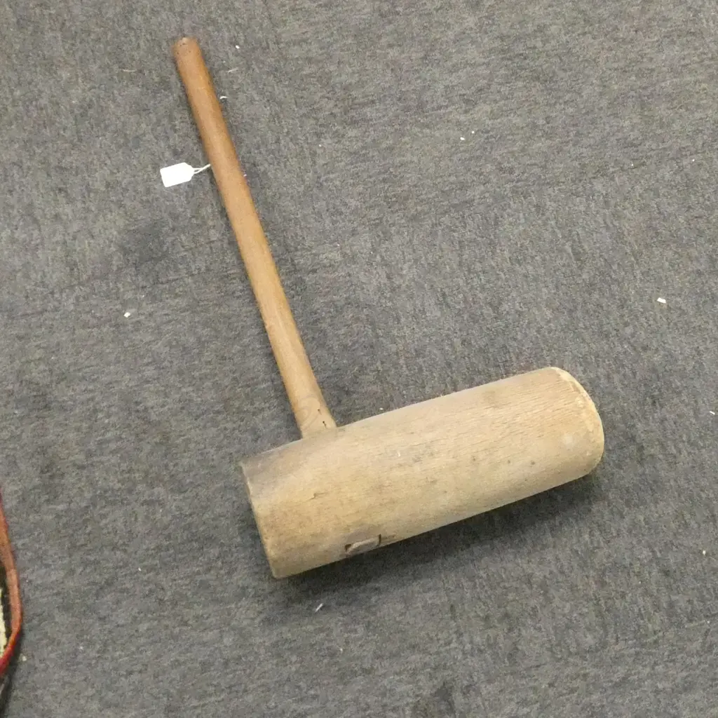 VINTAGE JAPANESE LGE WOODEN MALLET with cylinder head L.700mm Image 1++