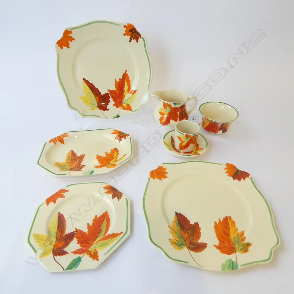 7PC COLLECTION WILKINSON'S AUTUMN LEAF PAT CHINA PLATES JUG COFFEE CAN ETC Image 1++