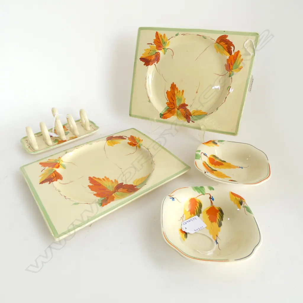 2 RETANGULAR 'HONEYGLAZE' AUTUMN LEAF 'BIARRITZ' PLATES L.260mm 2 DISHES & TOAST RACK L.170mm Image 1++