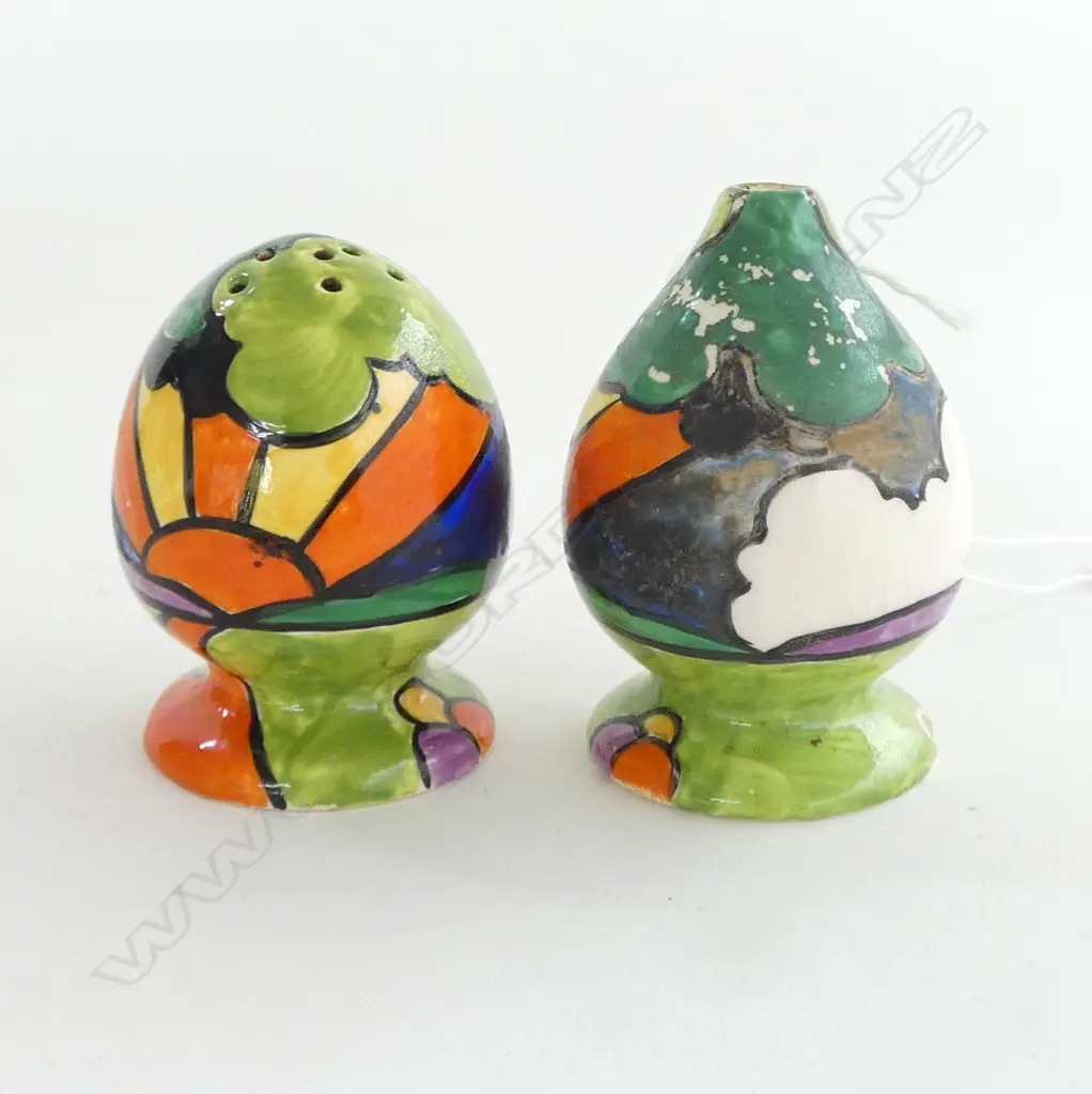CLARICE CLIFF  PR SALT PEPPERS CHIP Sunray ? pattern Image 1++