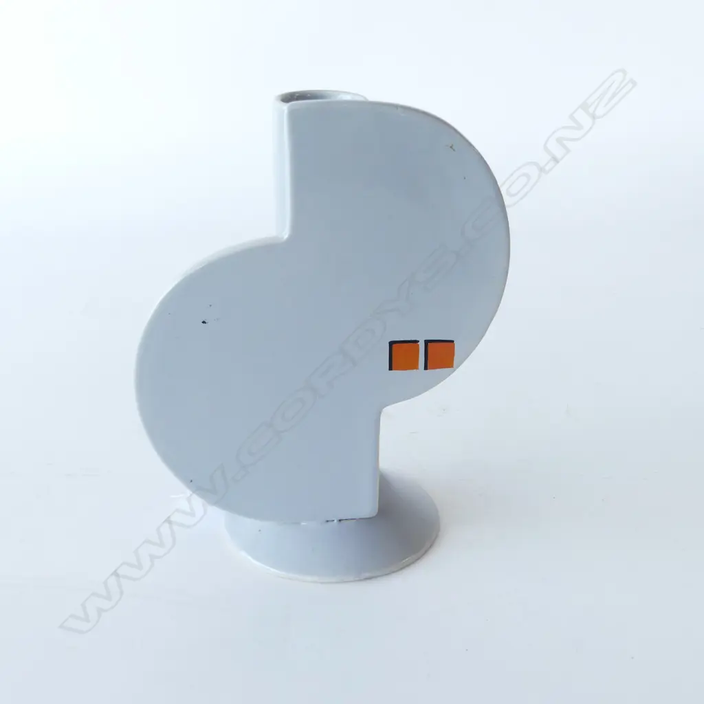 CLARICE CLIFF uncommon TUBULAR VASE #464 grey glaze with two orange on black squares H.210mm Image 1++