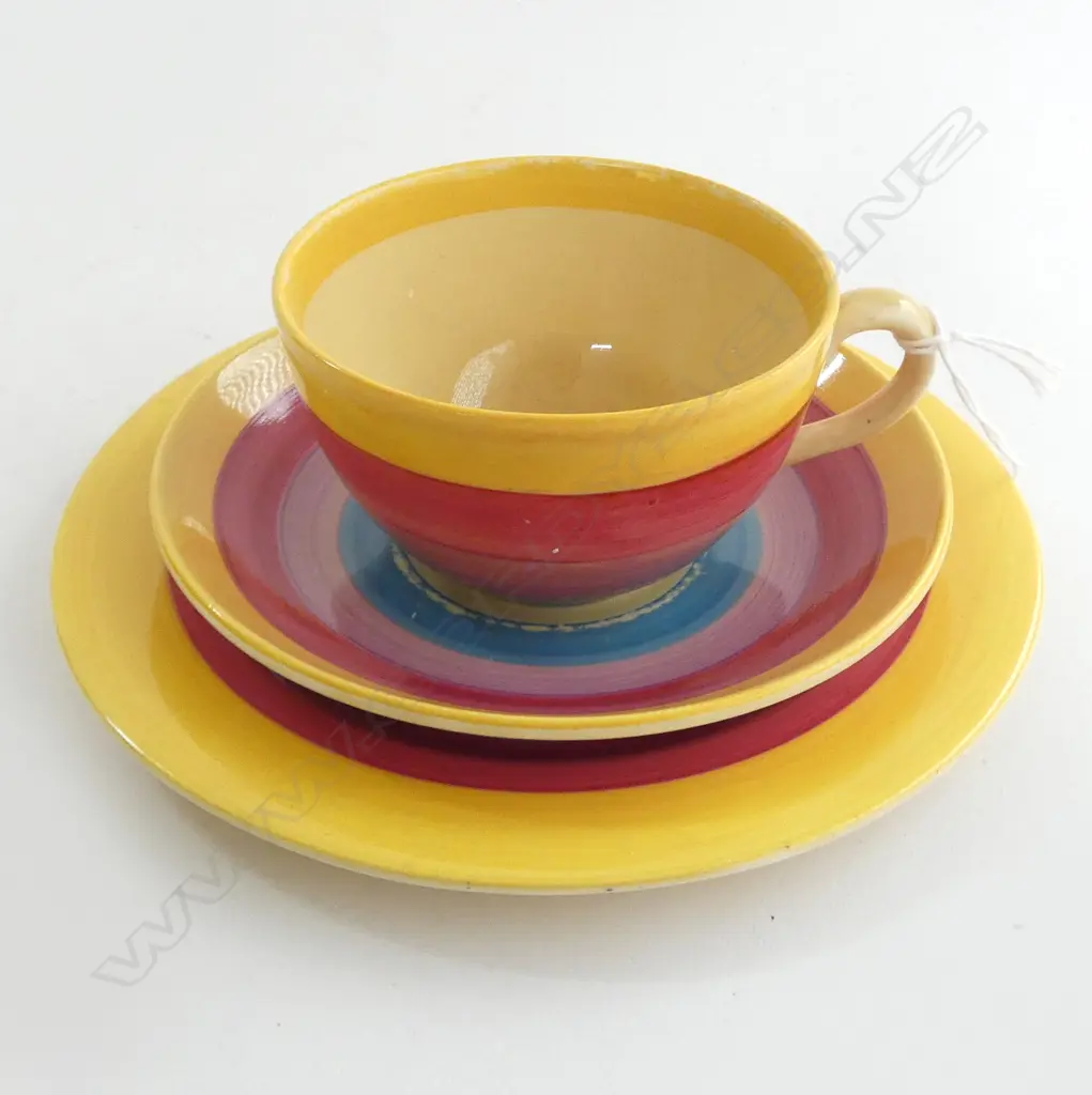C/CLIFF BIZARRE Cup Saucer Plate banded colourway Image 1++