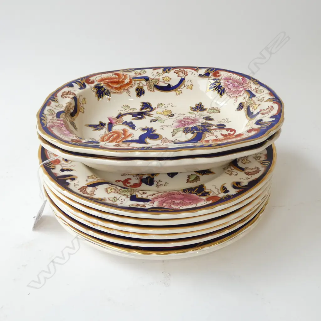 7 LGE MASONS 'MANDALAY' PATTERN DINNERPLATES AND TWO SERVING DISHES Image 1++