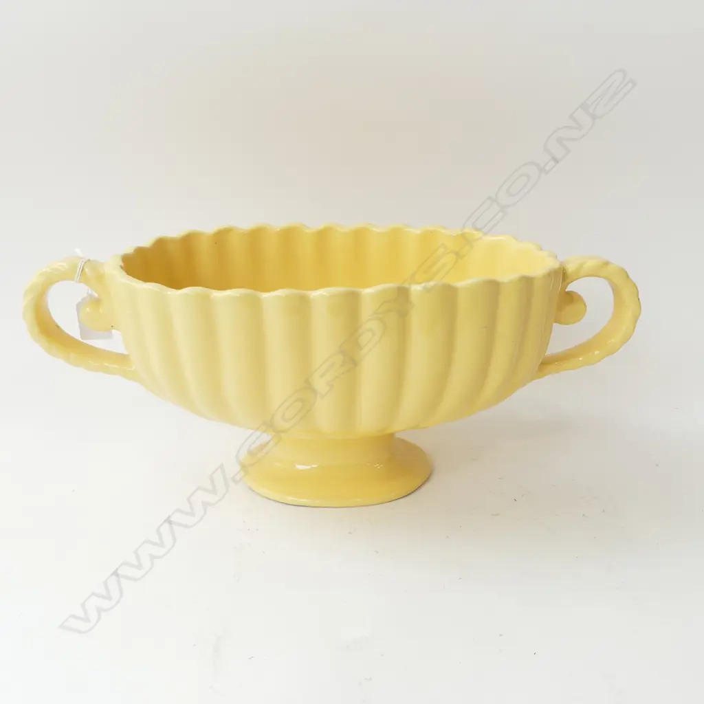 YELLOW GLAZED FOOTED  POTTERY CENTREPIECE W.470mm Image 1++