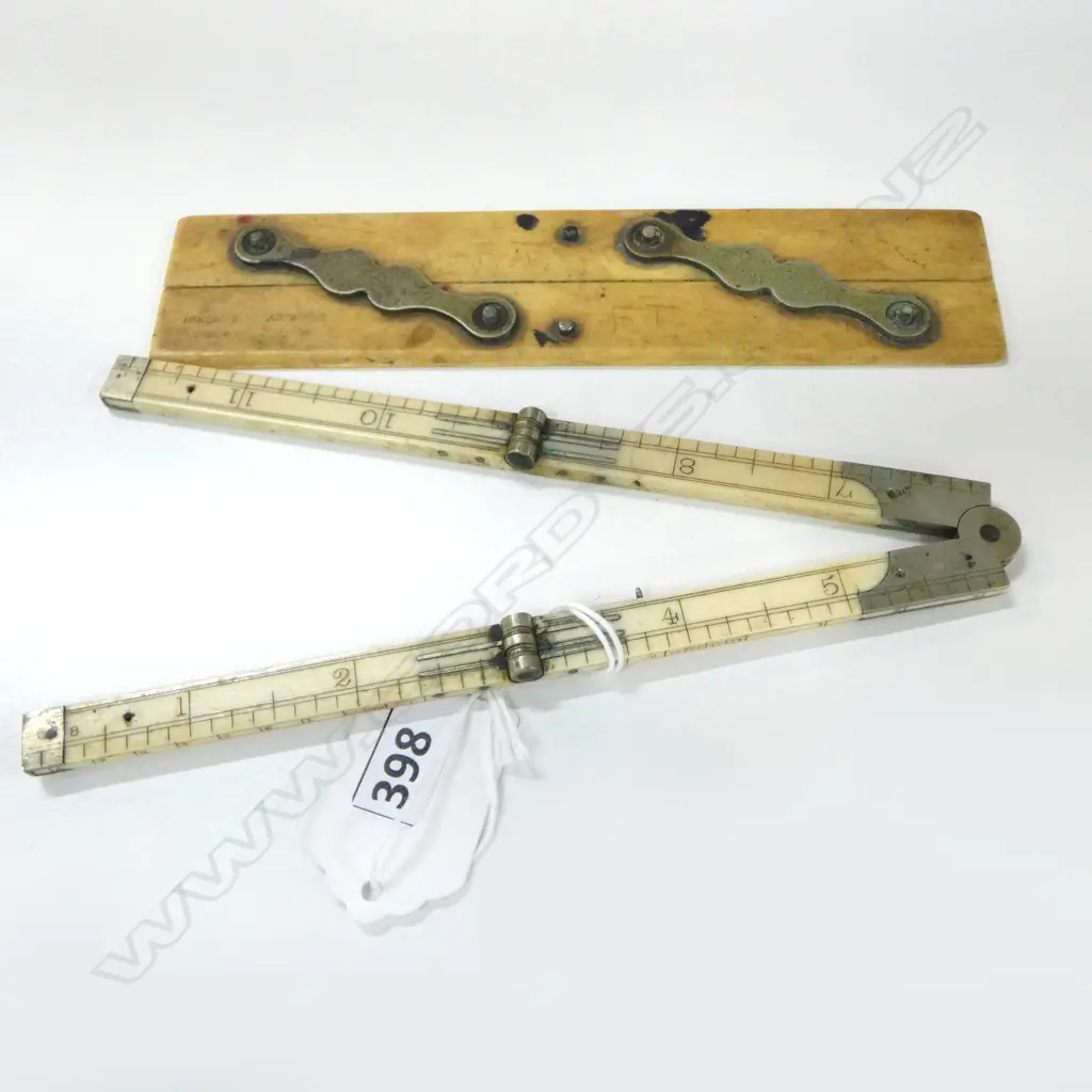 TWO SMALL IVORY & BRASS RULERS L.155mm Image 1++