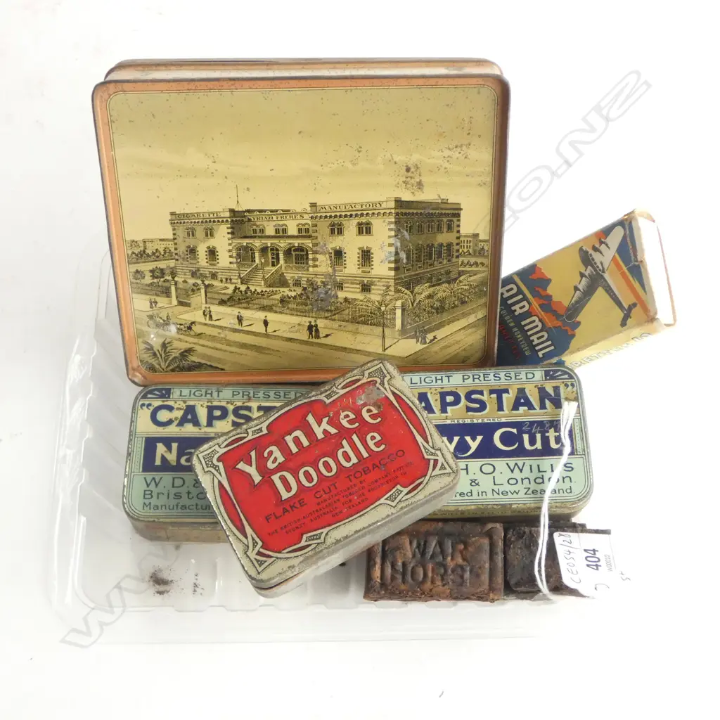 4 TOBACCO TINS CAPSTAN, KYRIAZI FRERES, CIAGARETTE PACKET, BARS  Image 1++