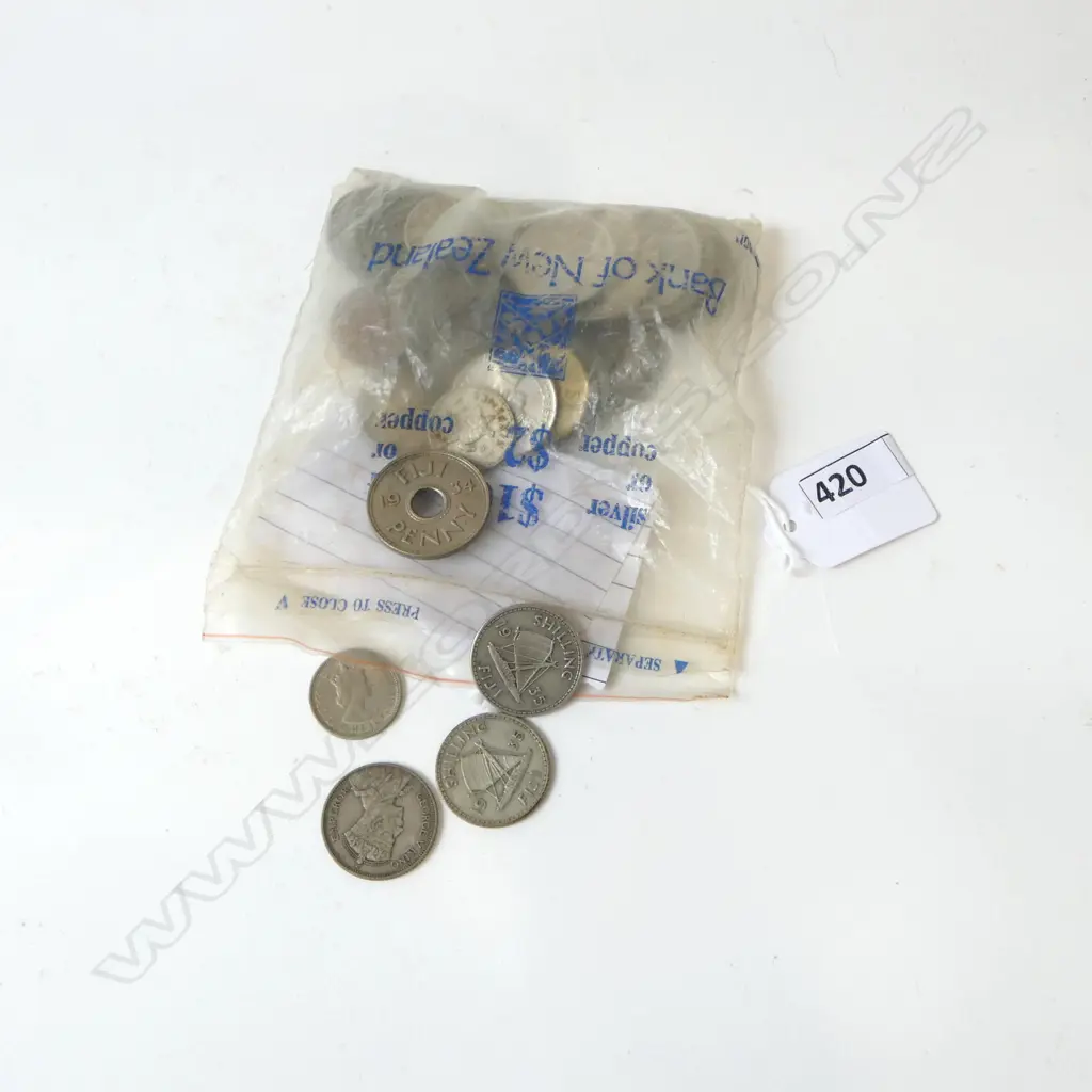 BAG OLD FIJIAN MAINLY SILVER COINS Image 1++