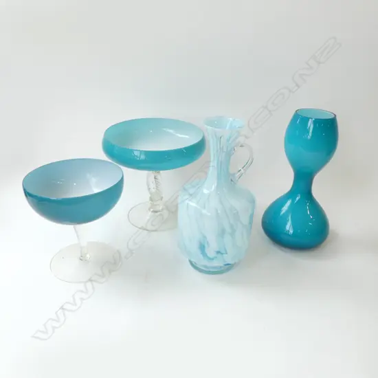 4 PCES BLUE MURANO GLASS H.295mm
