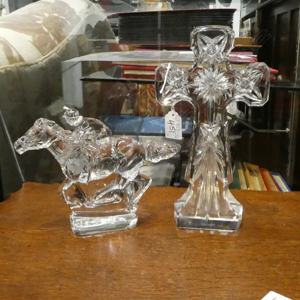WATERFORD CRYSTAL RACEHORSE H.160mm & CROSS  Image 1++