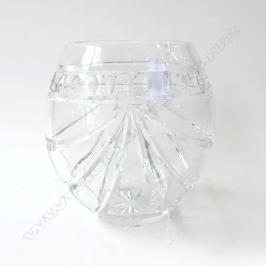 WATERFORD GLASS VASE ovoid form pleated type fan cut. Named & dated 1998 to foot H.195mm