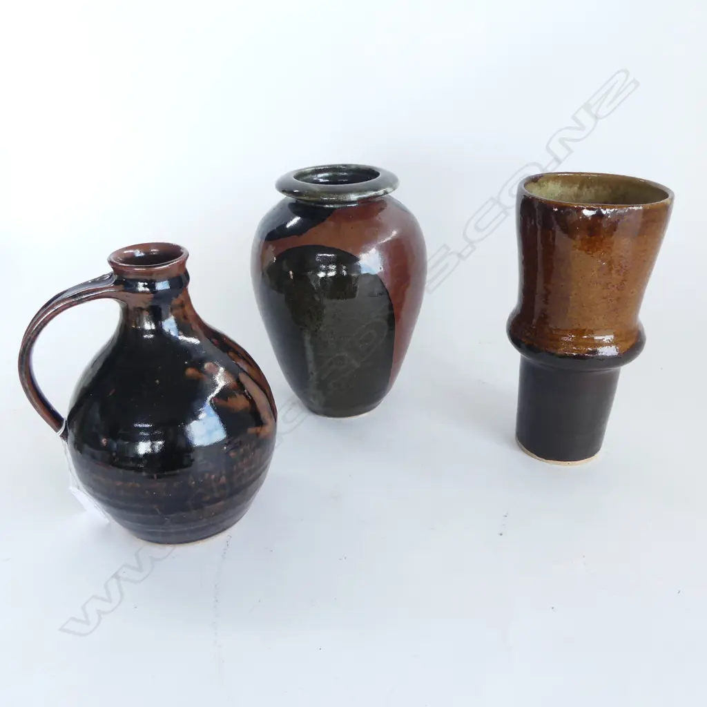 3 PCS TENMOKO GLAZED NZ STUDIO POTTERY Image 1++