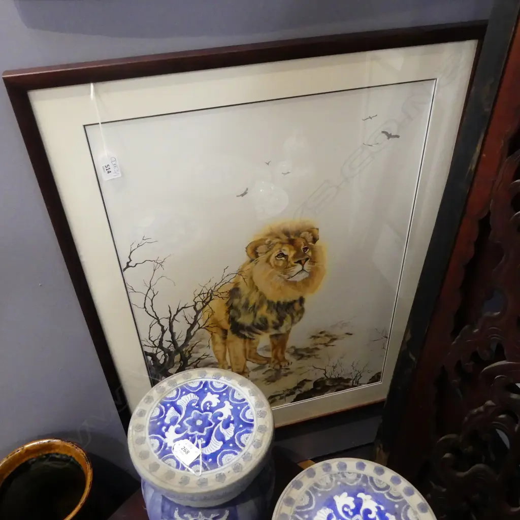 LOUISE GRAY, LION, ACRYLIC, SIGNED 2012, 690x480mm Image 1++