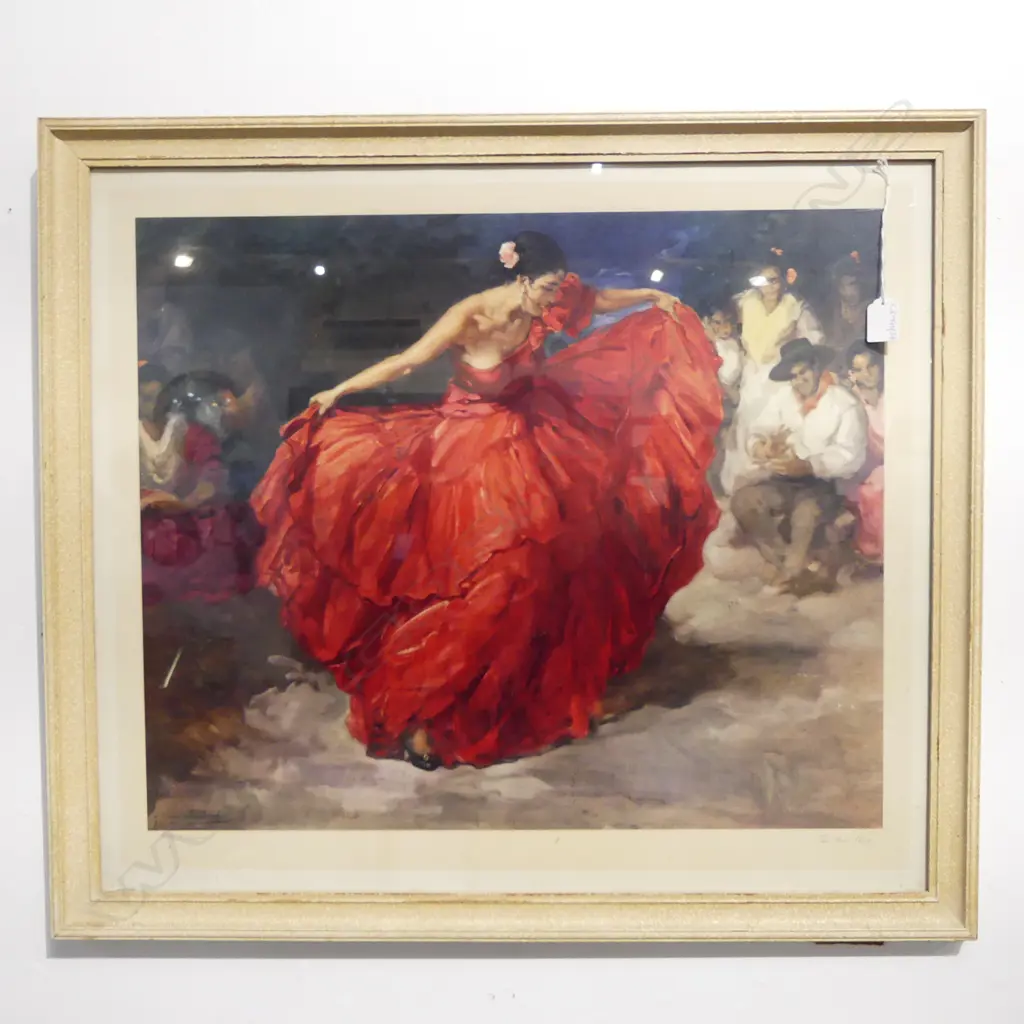 RETRO FLAMENCO DANCER PRINT; F. R. S. CLEMENTE 'THE RED SKIRT' 600x690mm Image 1++