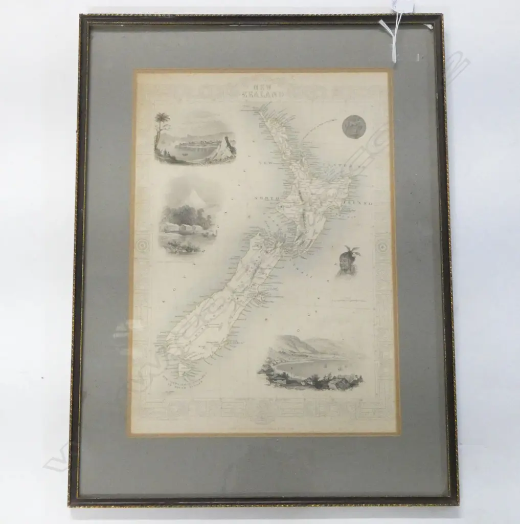 ANTIQUE MAP OF NZ; JOHN TALLIS & CO. 1851 365x255mm Image 1++