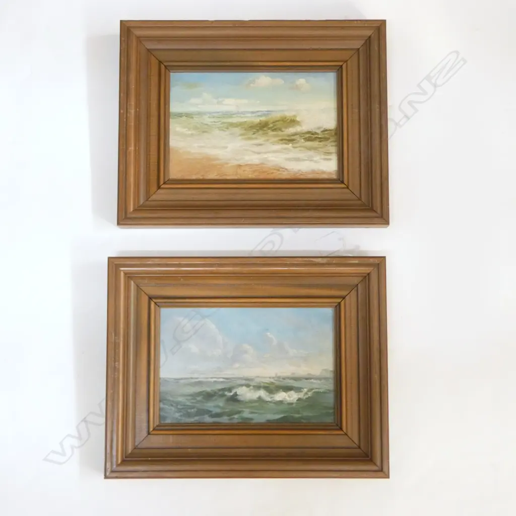 2 UNSIGNED FRAMED OILS, OCEAN SCENES, 140x220mm Image 1++