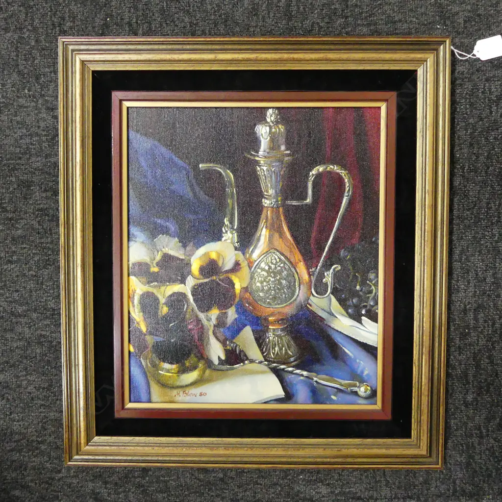 MICHAEL BLOW, STILL LIFE w. COPPER JUG, ACRYLIC ON BOARD '80 345x290mm Image 1++