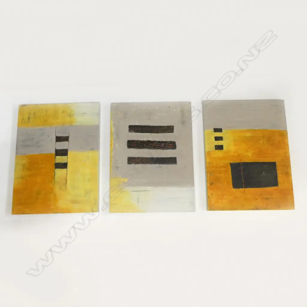 ARTIST UNKNOWN, ABSTRACT TRIPTYCH, ACRYLIC ON CANVAS 610x455mm Image 1++