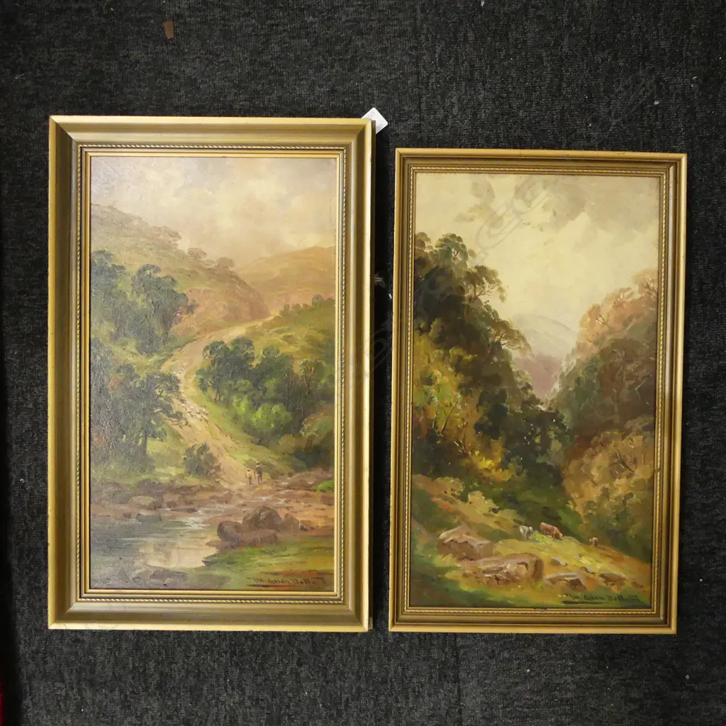 2 W. ALLEN BOLLARD OIL ON BOARD LANDSCAPES, 1913/4 470x270mm Image 1++