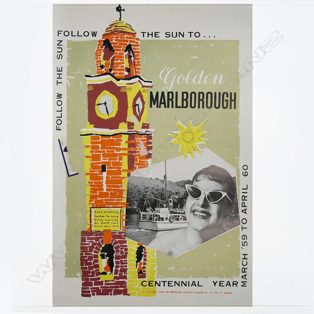 VINTAGE POSTER 'Golden Marlborough Centennial Year '59 to '60'. 760 x 510mm Image 1++