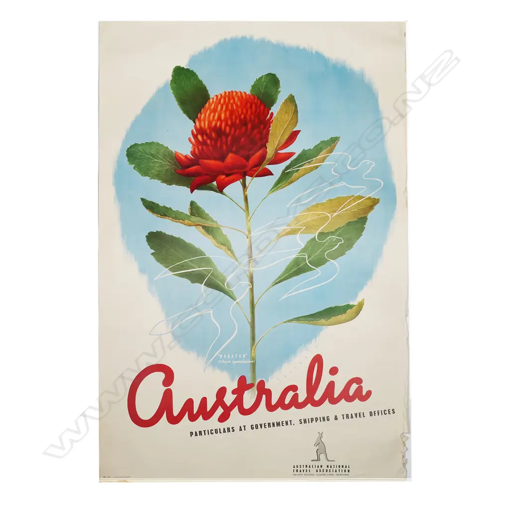 VINTAGE POSTER  'Waratah Australia' 1930 by Sellheim 1000 x 630mm. detailed lower left 'No.113 Litho McLarens Melbourne' Image 1++