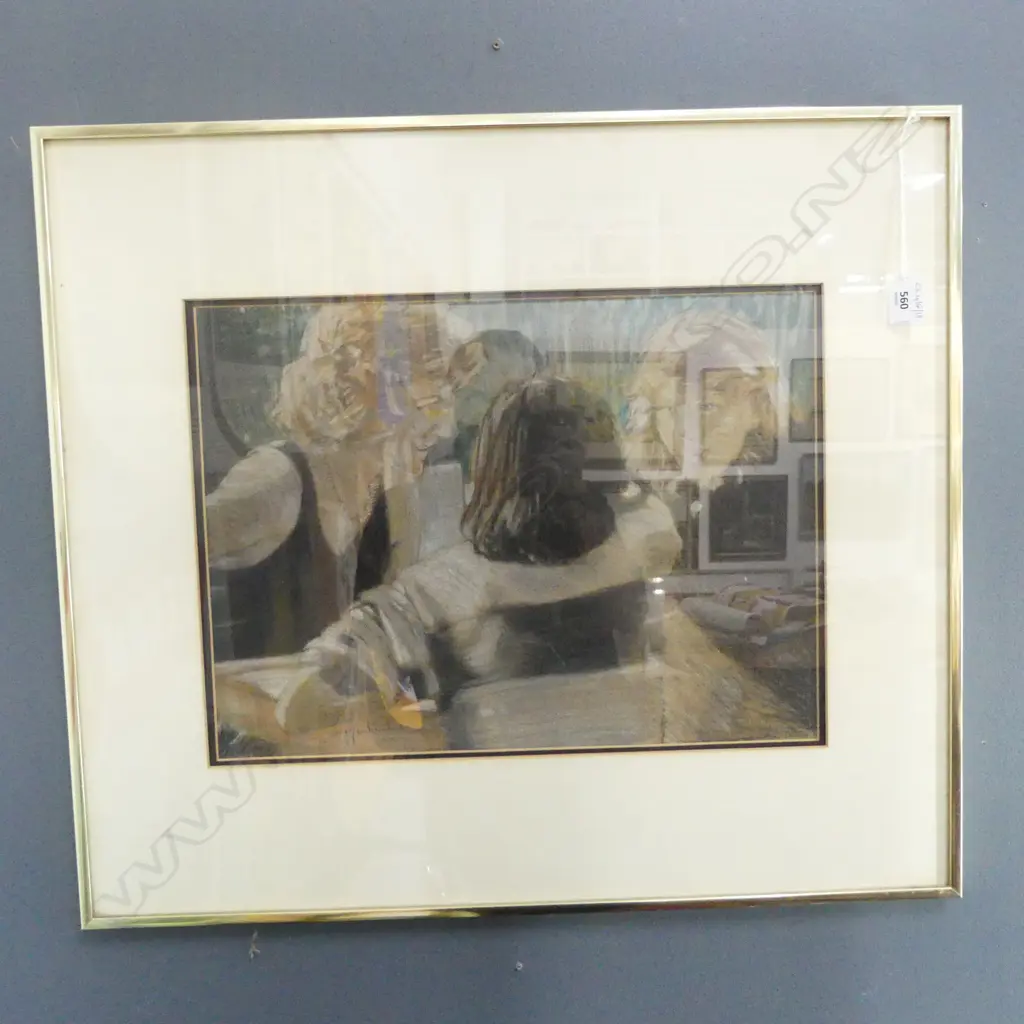 SIGNED PENCIL DRAWING, 3 WOMEN, 330x440mm Image 1++