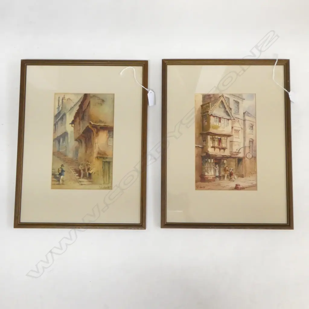 PR SIDNEY ENDACOTT W/CS, ENGLISH VILLAGE STREET SCENES, SIGNED, 140 x 225mm Image 1++