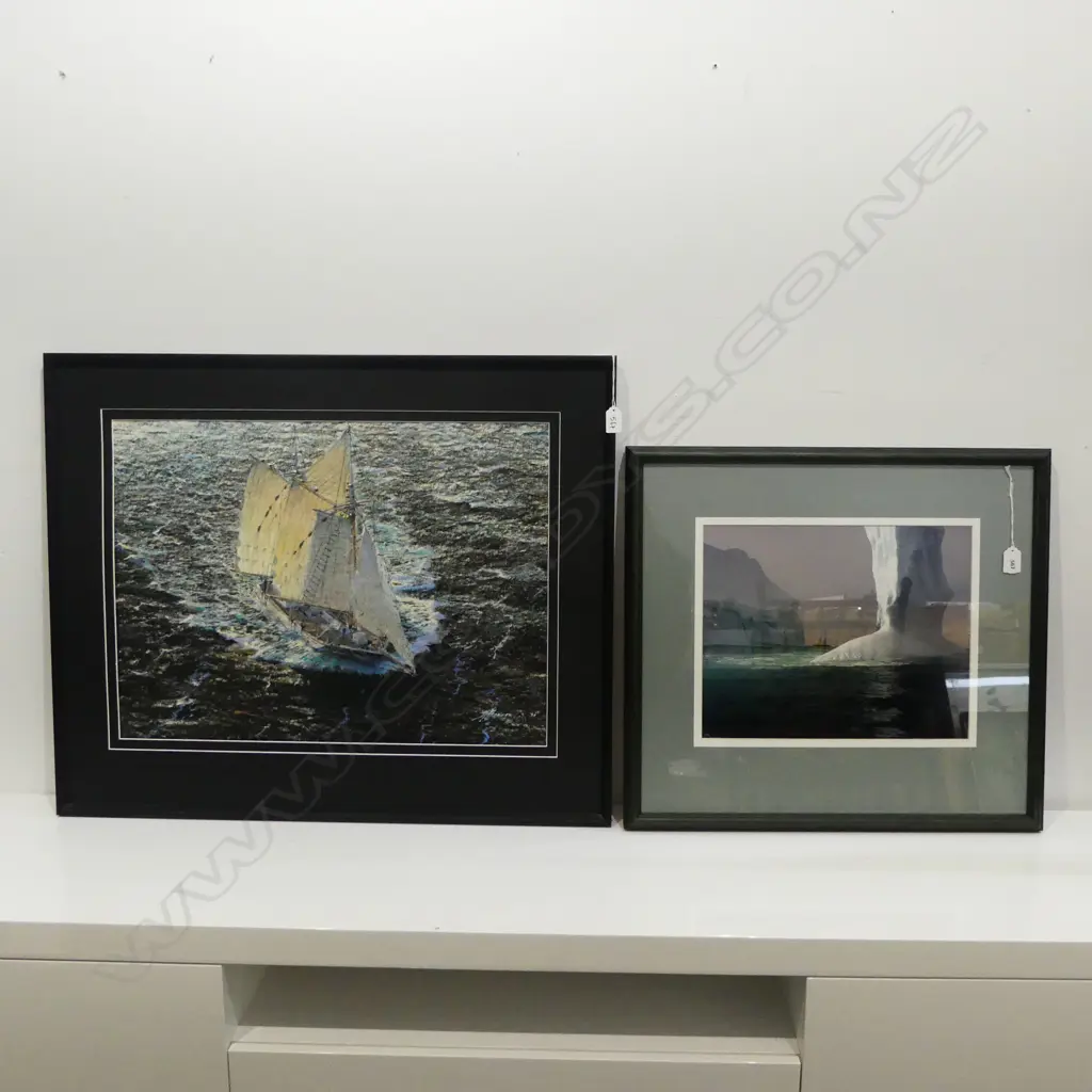 DAVID BARKER SAILBOAT PASTEL (NO GLASS) 460x615mm + SAILBOAT IN ANTARCTICA PHOTO 300x375mm Image 1++