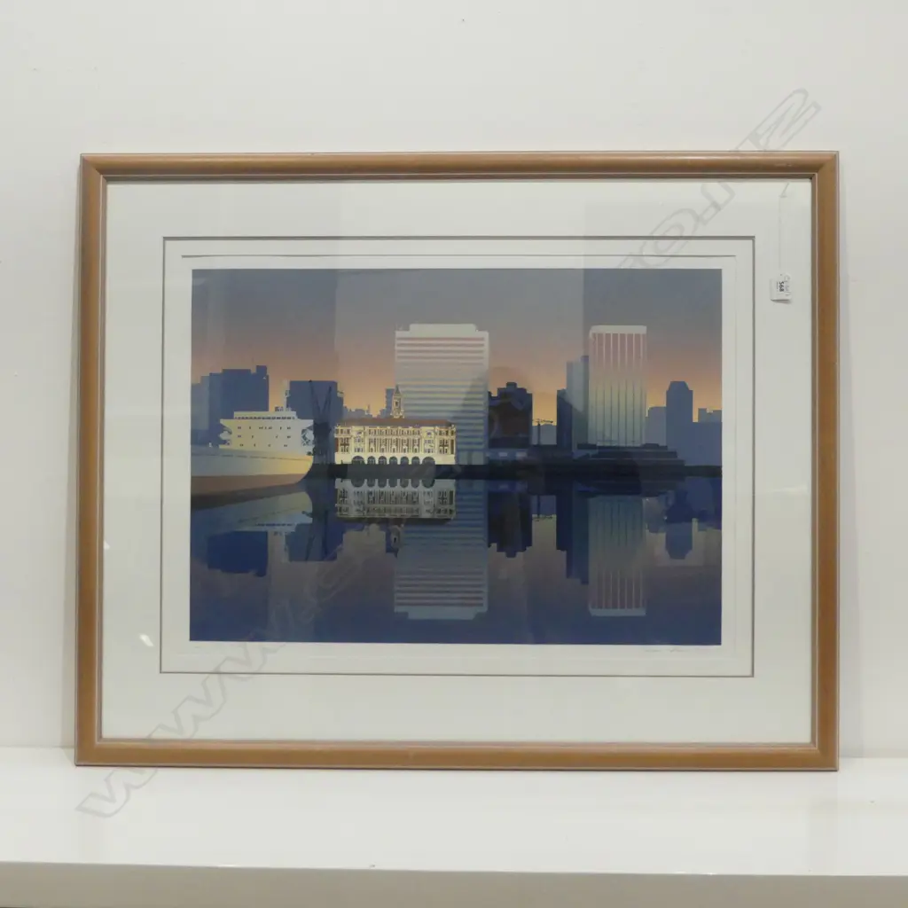 LAWRENCE LEITCH 'DOWNTOWN REFLECTIONS AUCKLAND' SCREEN PRINT 62/105 500x690mm  Image 1++