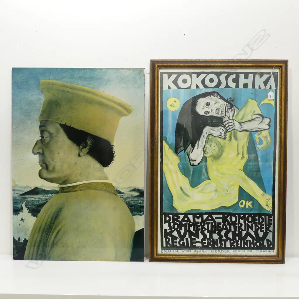 2 ART PRINTS 'KOKOSCHKA' 850x545mm & FREDERICO DA MONTEFELTRO 890x610mm Image 1++