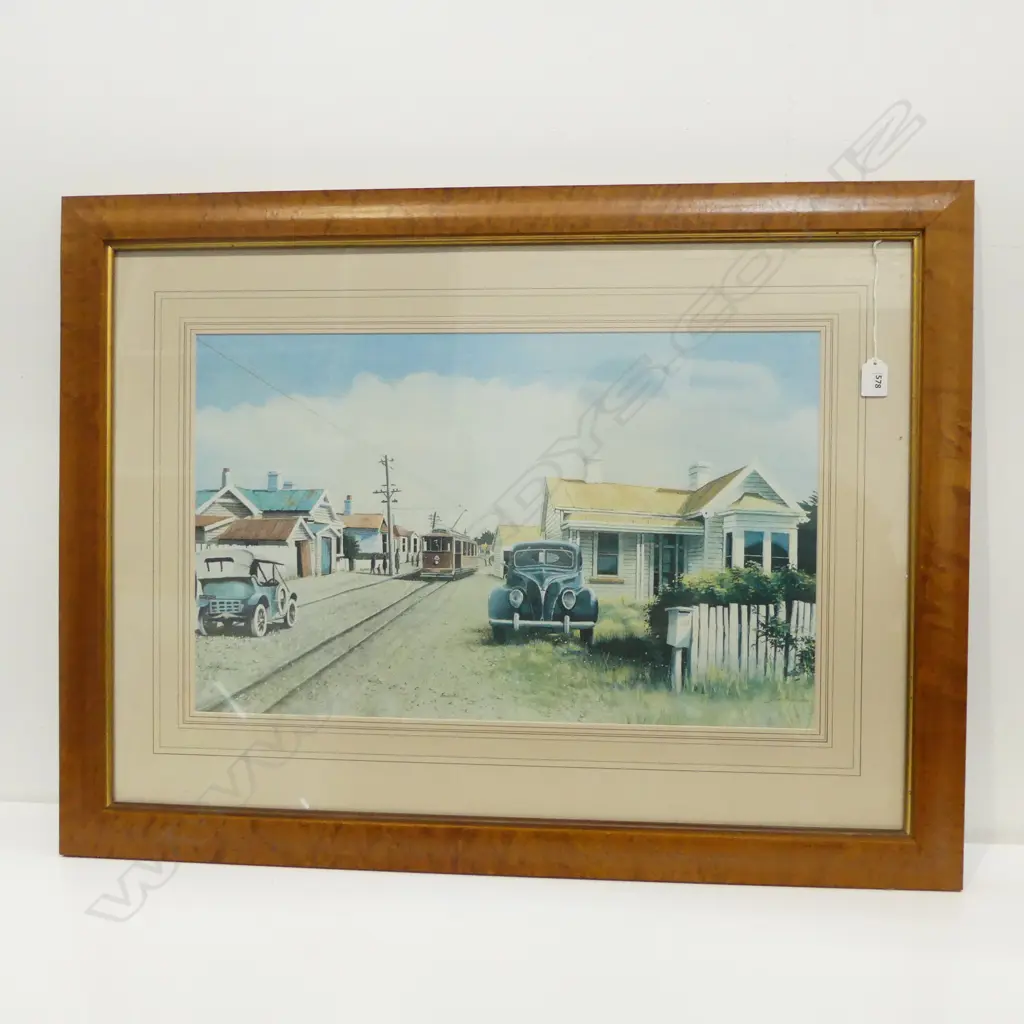 JOHN HUSBAND PRINT 385x620mm birds eye maple veneer frame Image 1++