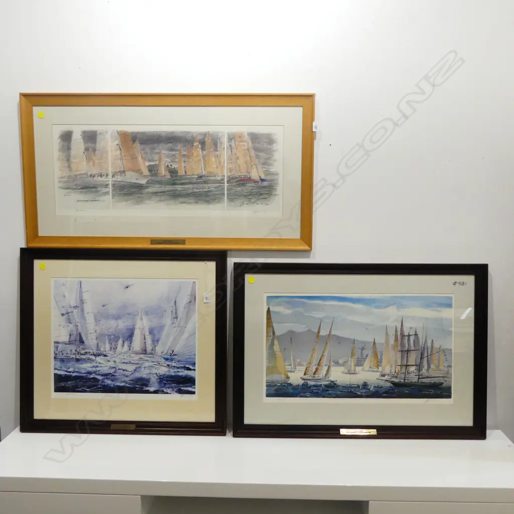 3 DAVID BARKER LTD. ED. PRINTS 'FIRST AWAY', 'THE DEPARTURE' 'COUNTDOWN' foxing... Image 1++