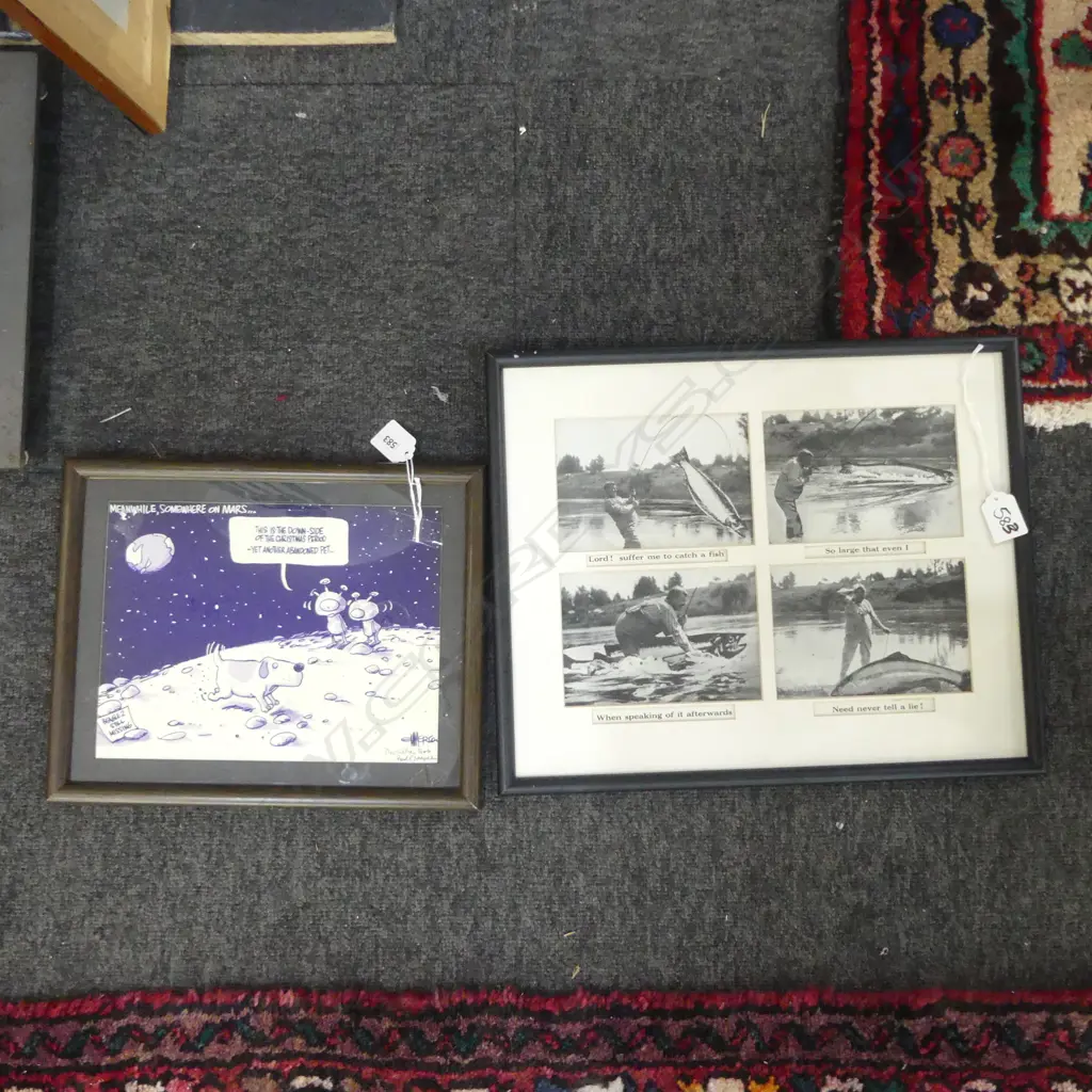 SIGNED EMERSON CARTOON 'SOMEWHERE ON MARS...' 185x245mm + FISHING JOKE Image 1++