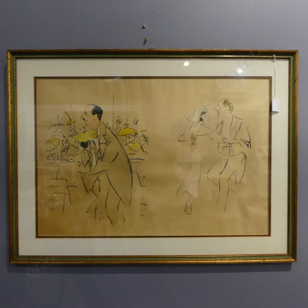 ARTIST UNKNOWN, 2 DANCING COUPLES, SKETCH ON PAPER, 420x620mm Image 1++