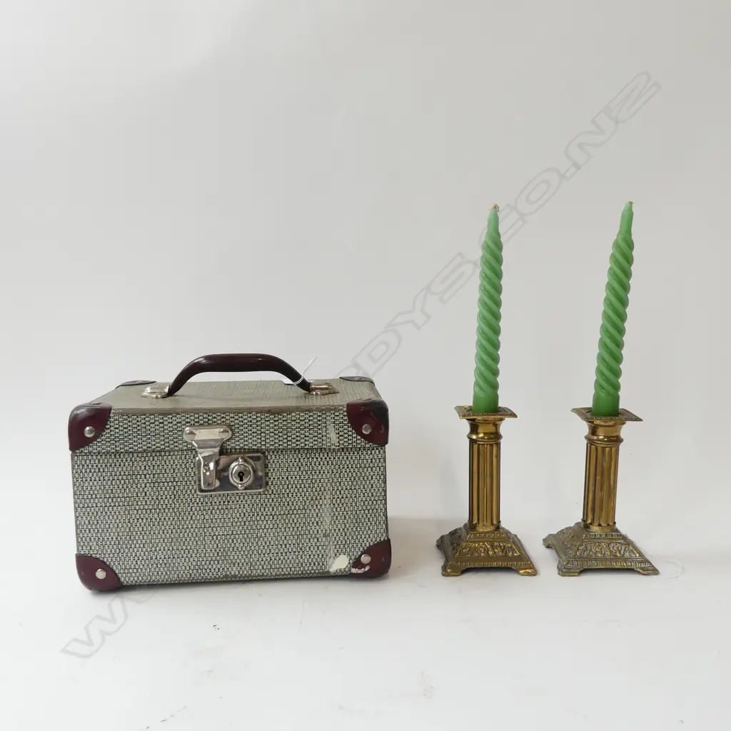 PR BRASS METAL CANDLESTICKS H.139mm w. VINTAGE BOX etc Image 1++