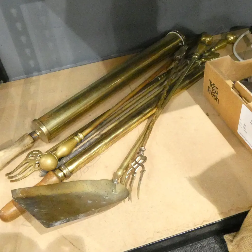 7 BRASS FIRE TOOLS Image 1++