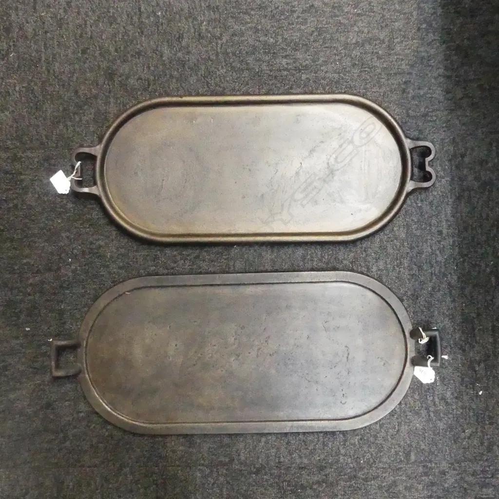 1125/1985  2 VINTAGE CAST IRON GRIDDLES L580MM Image 1++