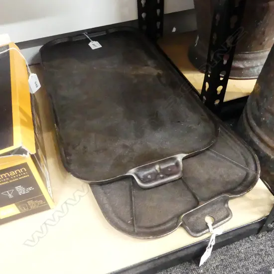 1256/1235  2 VINTAGE CAST IRON GRIDDLES L500MM