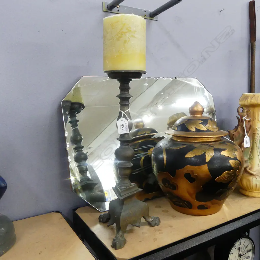 VINTAGE METAL PRICKET CANDLESTICK H.390mm + CANDLE Image 1++