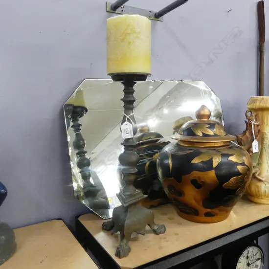 VINTAGE METAL PRICKET CANDLESTICK H.390mm + CANDLE