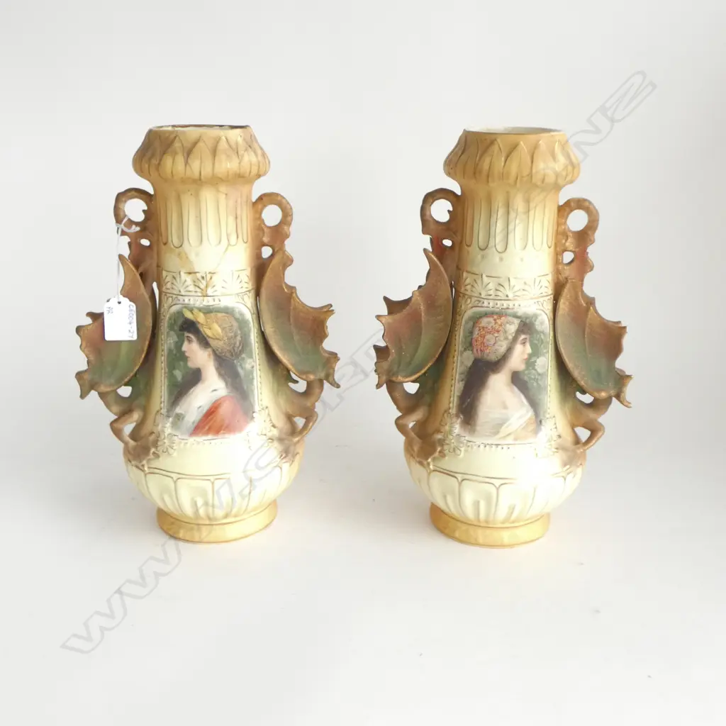 PAIR OF AUSTRIAN ART NOUVEAU  VASES (extensively repaired) Image 1++