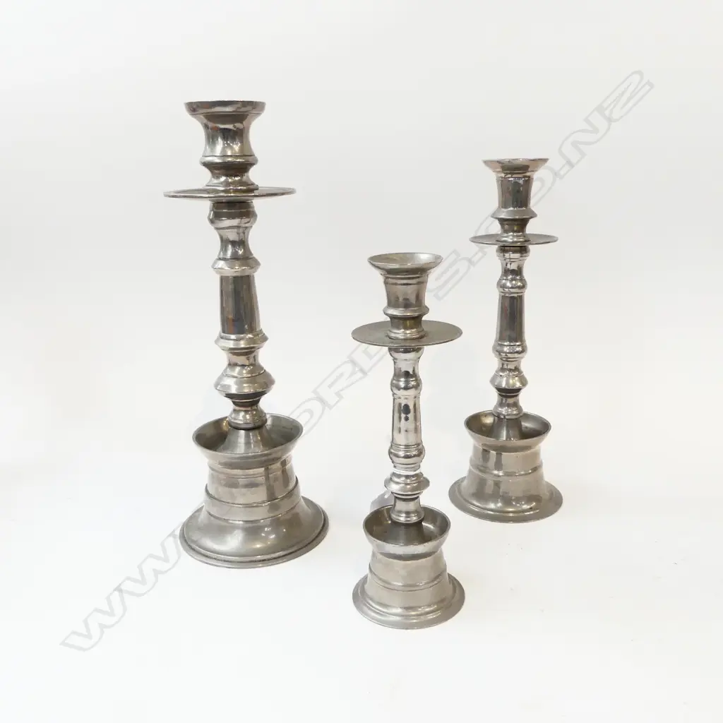 3 SILVER METAL CANDLESTICKS H.340mm Image 1++