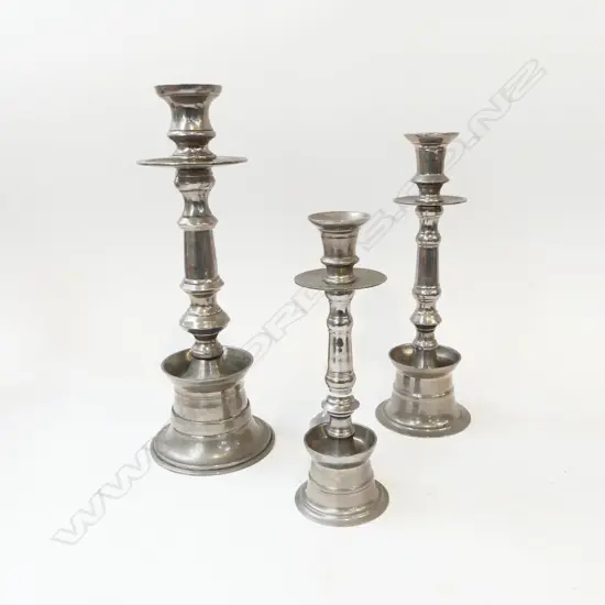 3 SILVER METAL CANDLESTICKS H.340mm