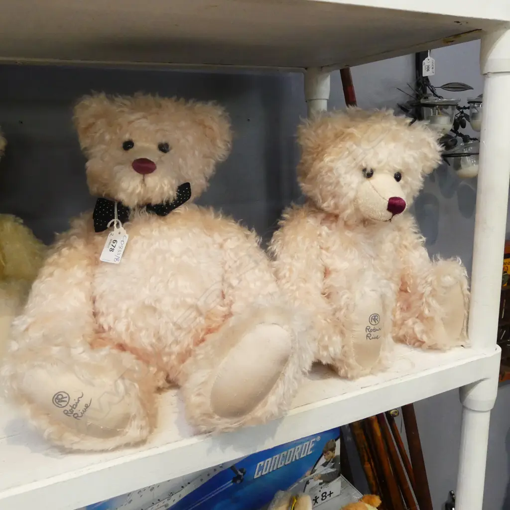 2 PINK ROBIN RIVE TEDDY BEARS H.400mm Image 1++