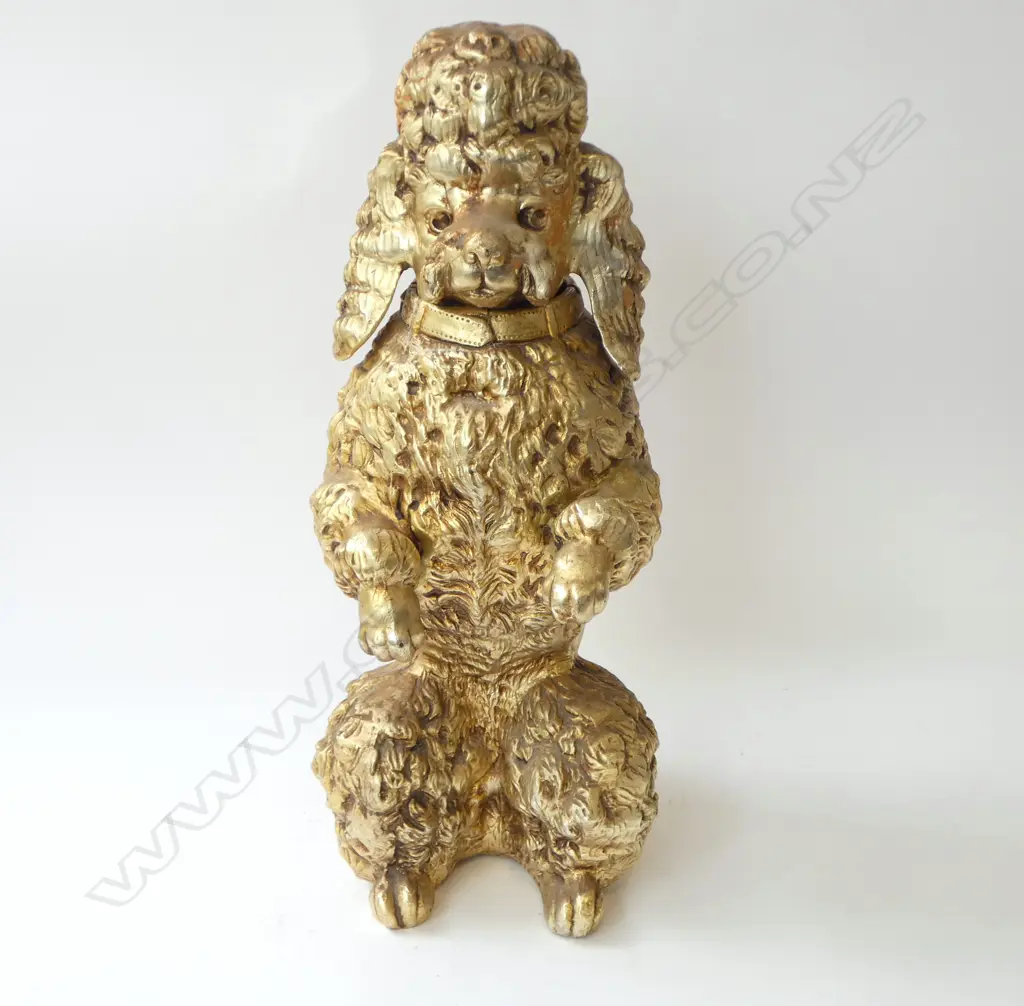 GOLD PAINTED CERAMIC BOBBLE HEAD POODLE H.530mm faults Image 1++