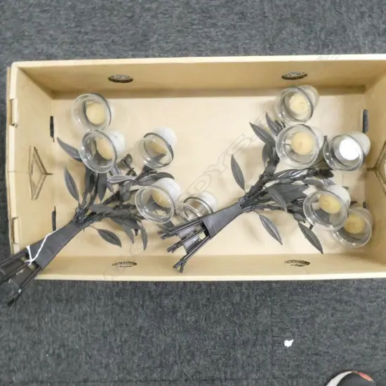 PR METAL OLIVE BRANCH WALL HANGING TEA LIGHT SCONCES. H.380mm