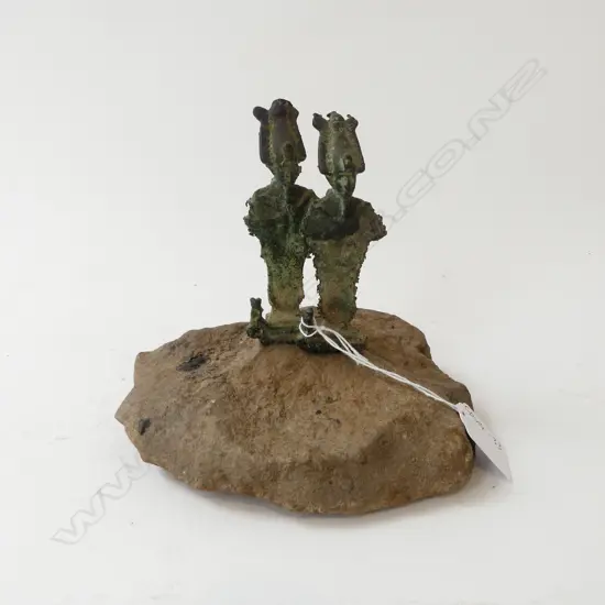  BRONZE & STONE SCULPTURE (MAKERS MARK ON BASE) H150MM