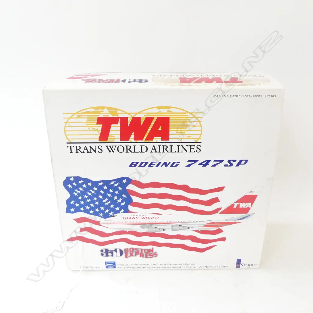 TWA TRANS WORLD AIRLINES BOEING 747SP DIE CAST METAL AEROPLANE MODEL, BOXED 1 / 200 scale Image 1++