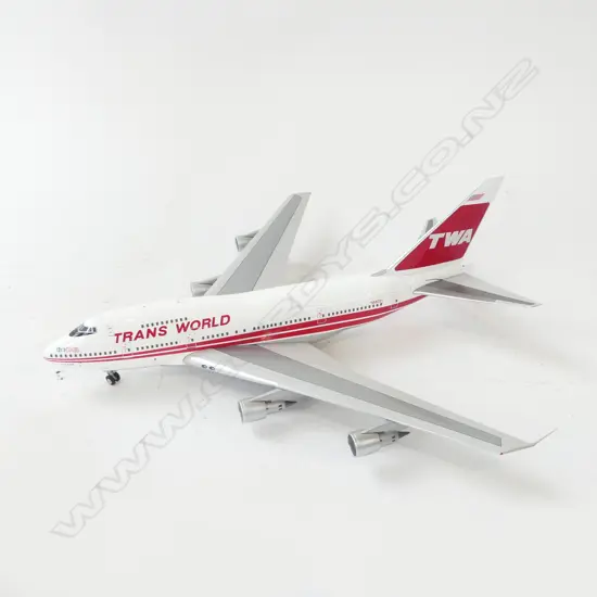 TWA TRANS WORLD AIRLINES BOEING 747SP DIE CAST METAL AEROPLANE MODEL, BOXED 1 / 200 scale