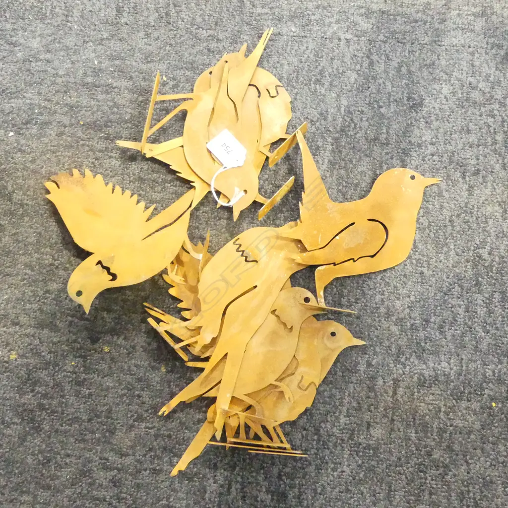 2 SETS OF 5 LASER CUT METAL GARDEN BIRDS H.160mm Image 1++